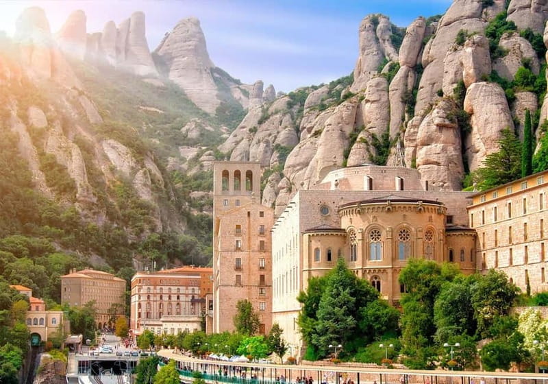 Barcelona: Montserrat Monastery and Natural Park Day Trip - First sight of the monastery and rock towers