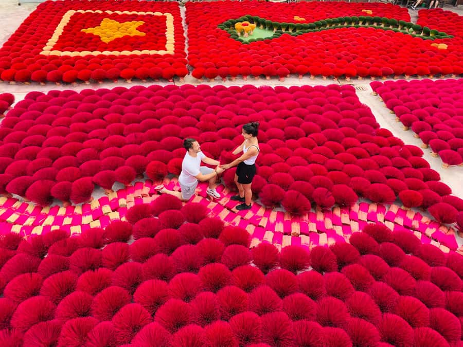 Half Day trip to Incense & Hat Villages with Train Street - Quang Phu Cau, where incense becomes a sea of color