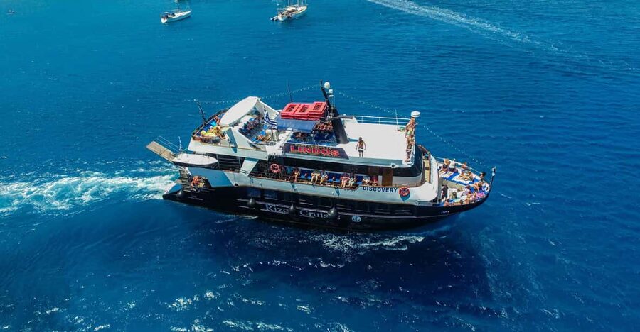 Rhodes: Lindos Cruise with 2 Swim Stops - Food, drinks, seating, and onboard comfort