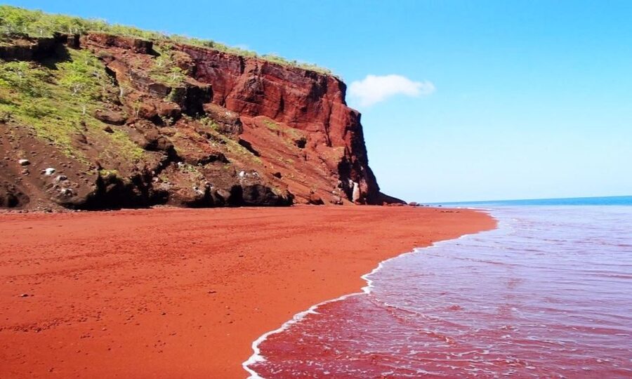 Santorini: Guided Island Day Trip with Beach Visit - Red Beach, dramatic views with a safety caveat